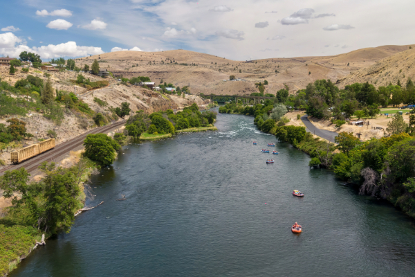 People floating on Deschutes River
