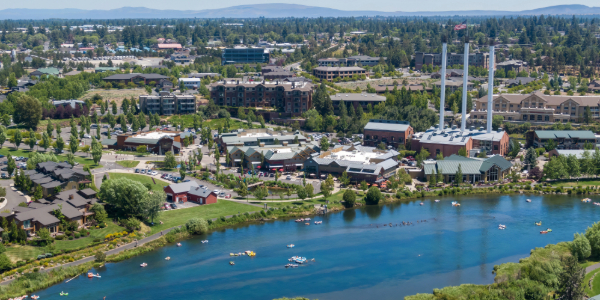 Deschutes River with Bend overhead