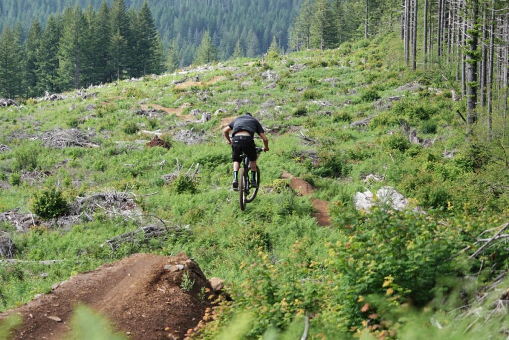 Person mountain biking, bike paths in Central Oregon